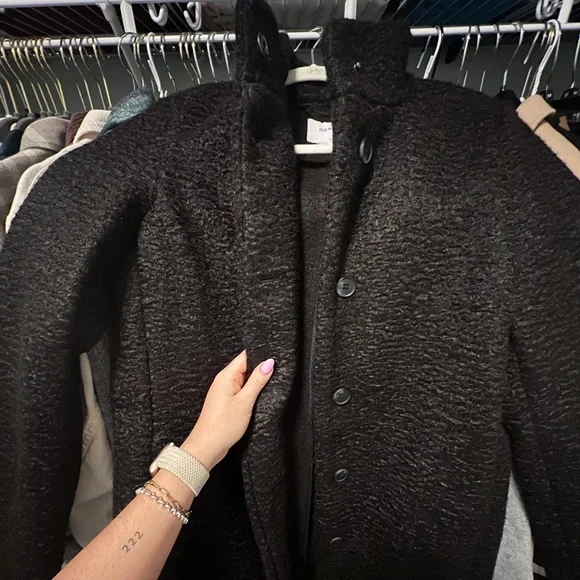 Old Navy Black Bouclé Midi Coat - Small - Picture 9 of 11